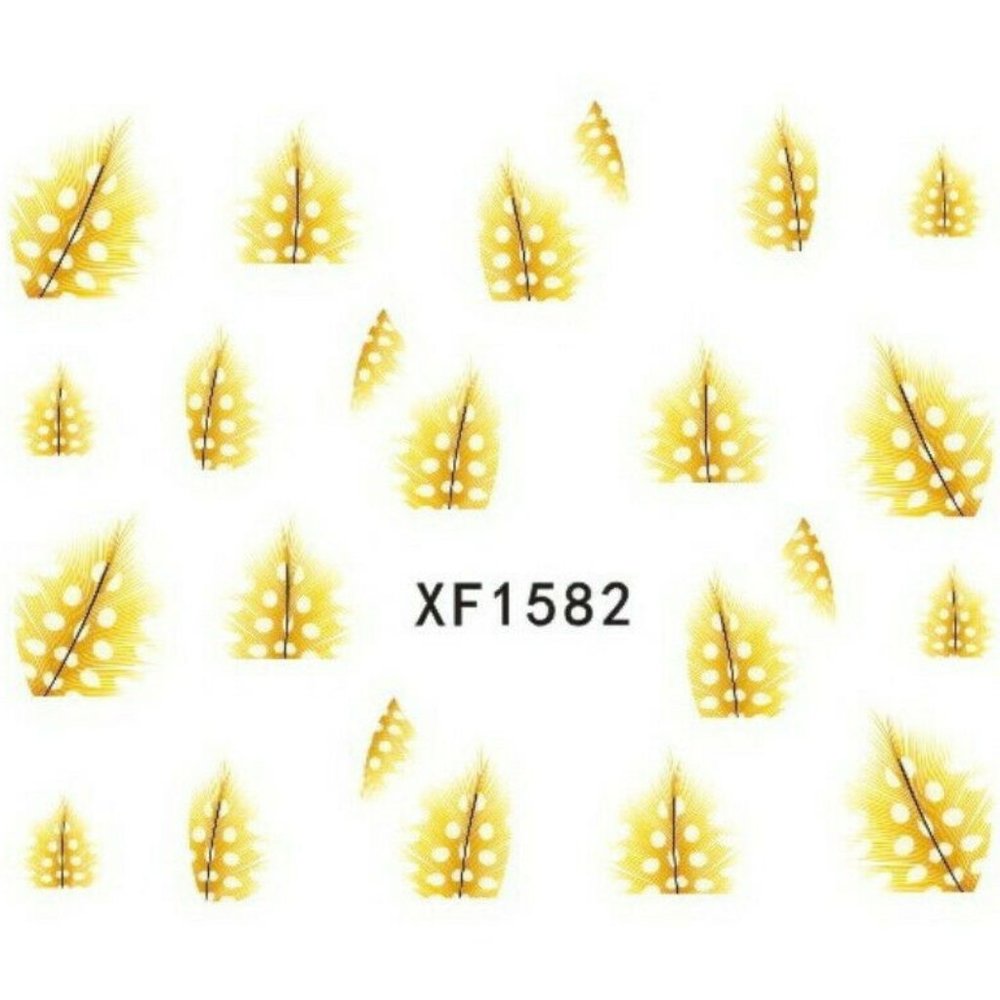 20 Water Yellow Feather Nail Art Decals
